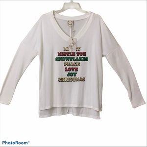 TrueSelf Sweater Holiday Christmas Glitter V-Neck